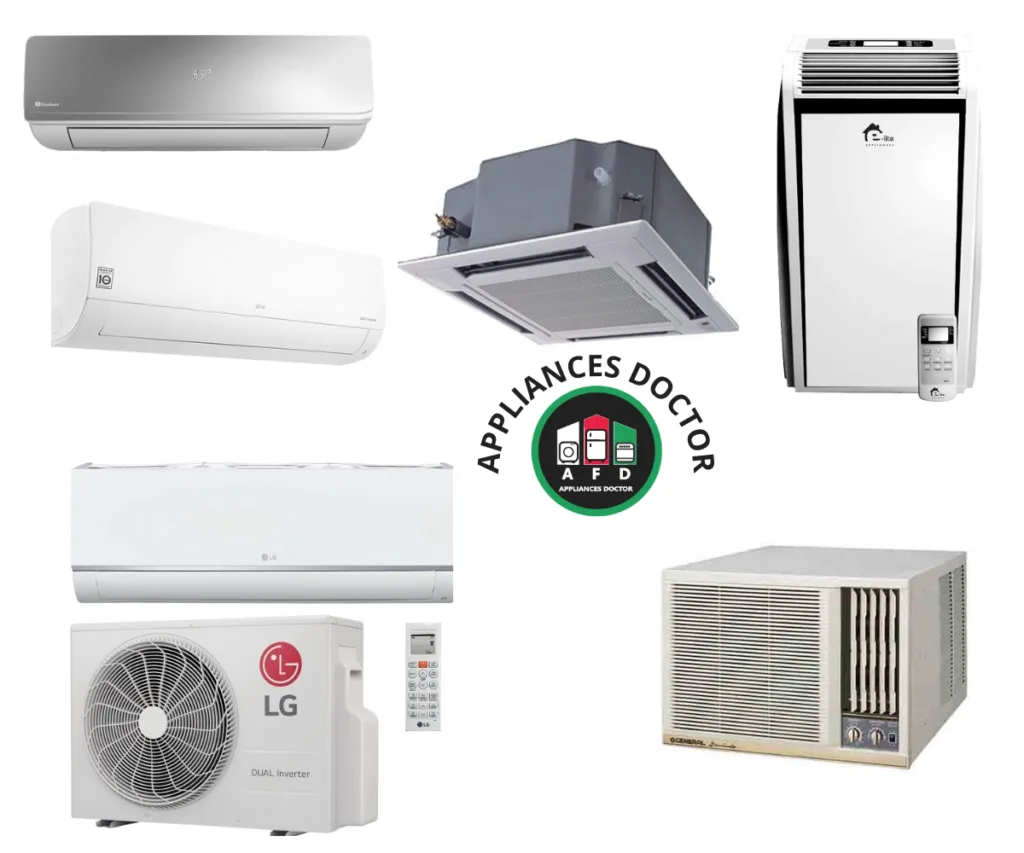 TYPES OF AIR CONDITIONERS WE REPAIR IN DUBAI 0588997516